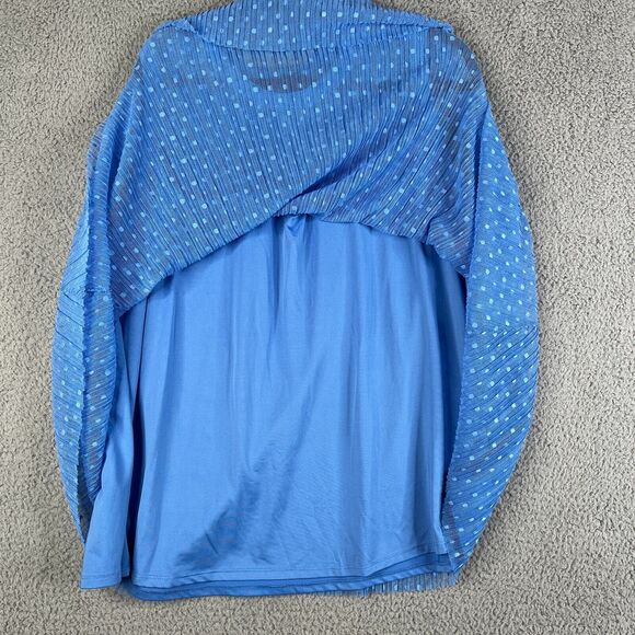 Lane Bryant Blouse Womens 22/24 Blue Polka Dot Knit Sheer Sleeveless Lined - Picture 6 of 11